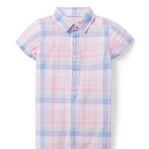 Janie and Jack pink plaid collared jumpsuit